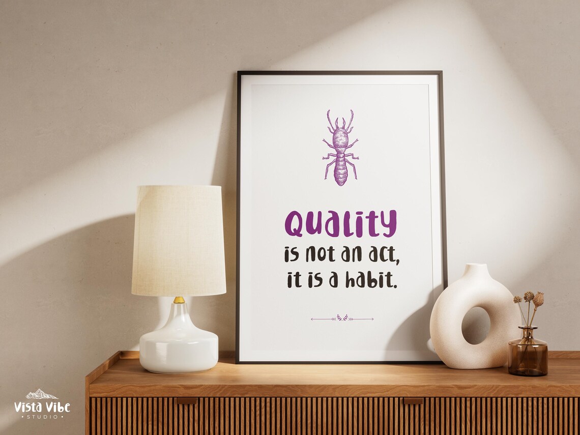 Quality Is Not an Act It Is a Habit Quote Poster Purple Office Wall Decor - Image 3
