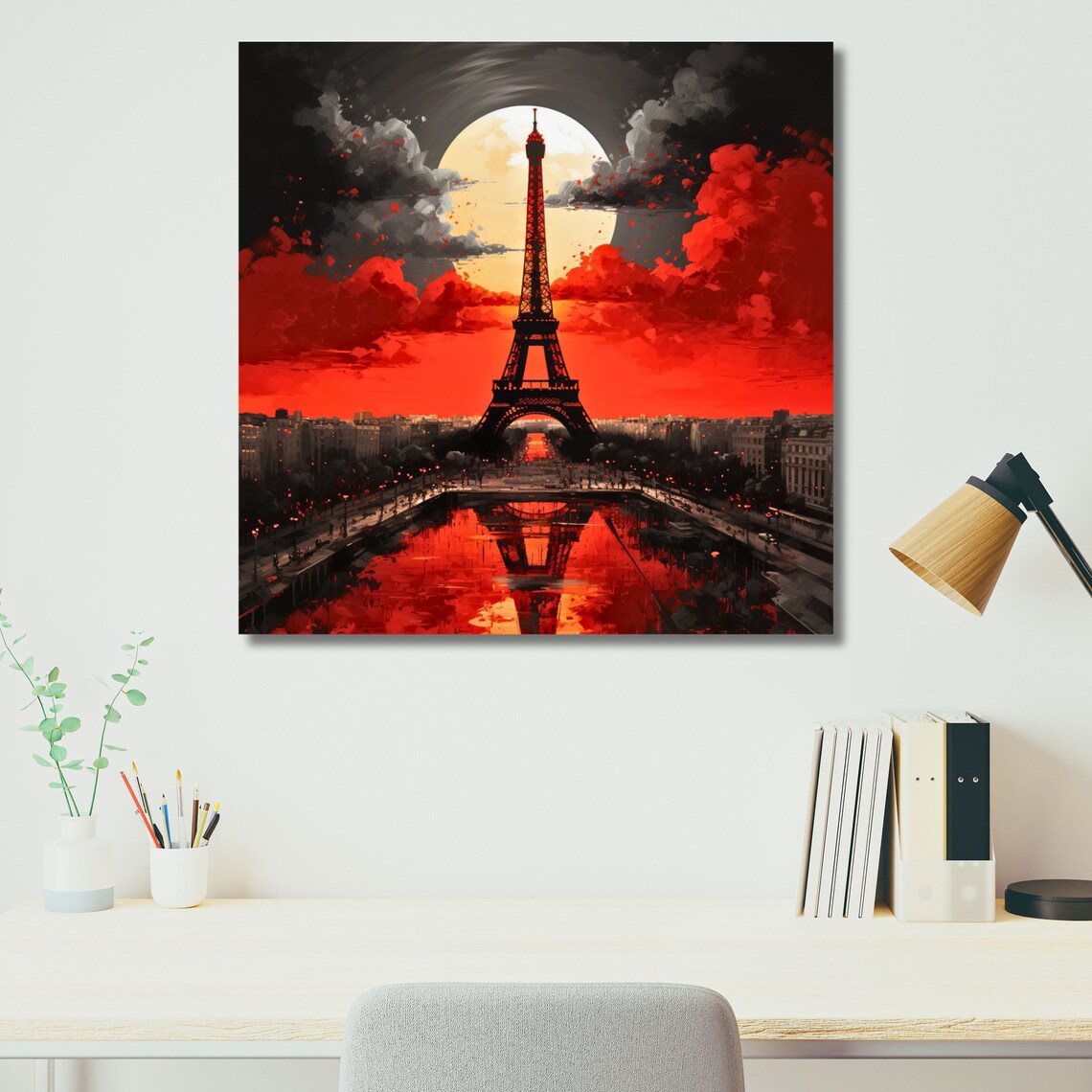 Paris Eiffel Tower Sunset Cityscape Art Print - Image 2