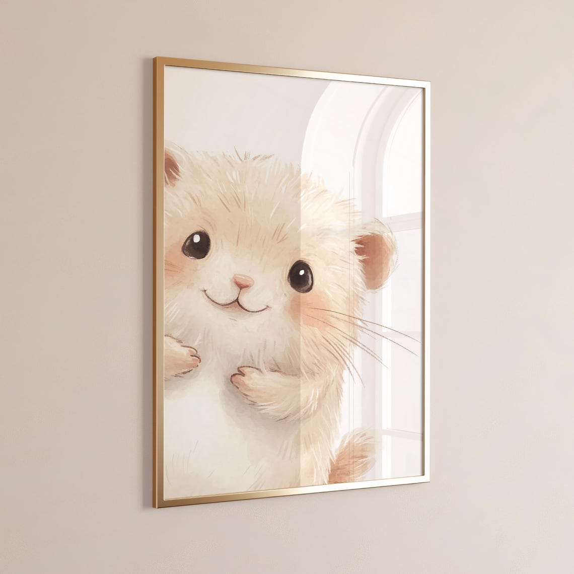 Cute Fluffy Watercolor Hamster Nursery Wall Art Rosy Cheeks Art - Image 5