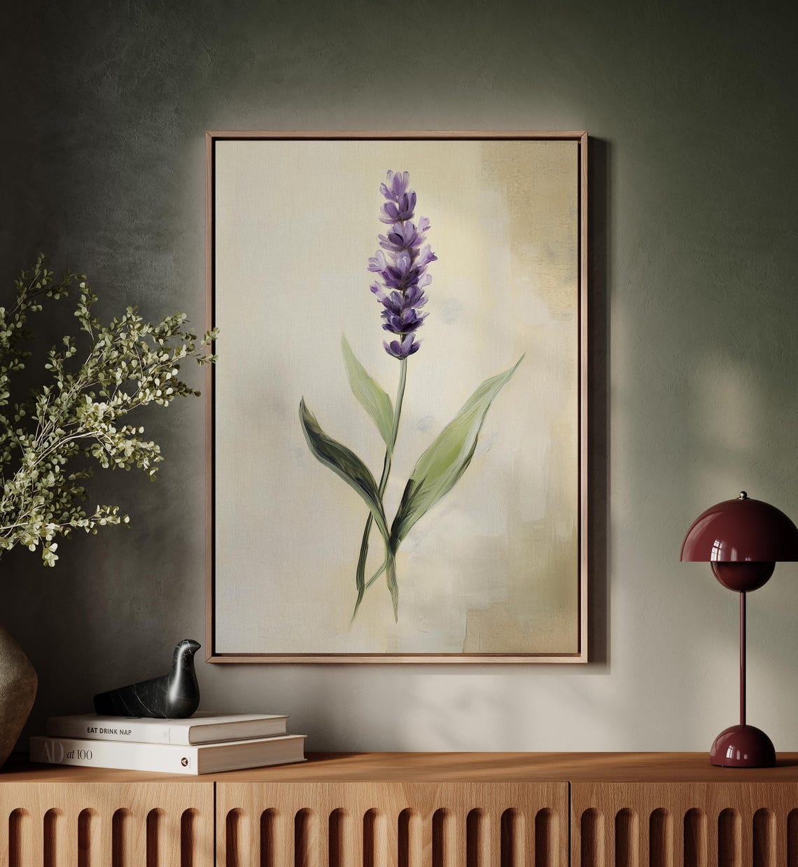 Single Lavender Sprig Minimalist Botanical Watercolor Poster