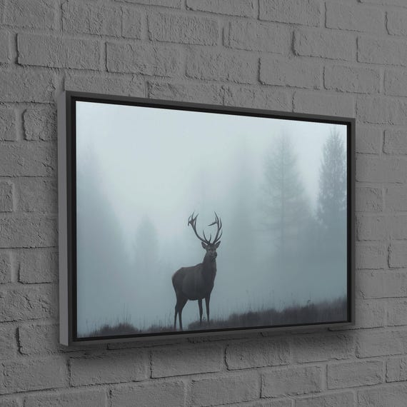 Deer Canvas Animal Wall Hanging Decor Foggy Weather Poster Landscape Hangings Home