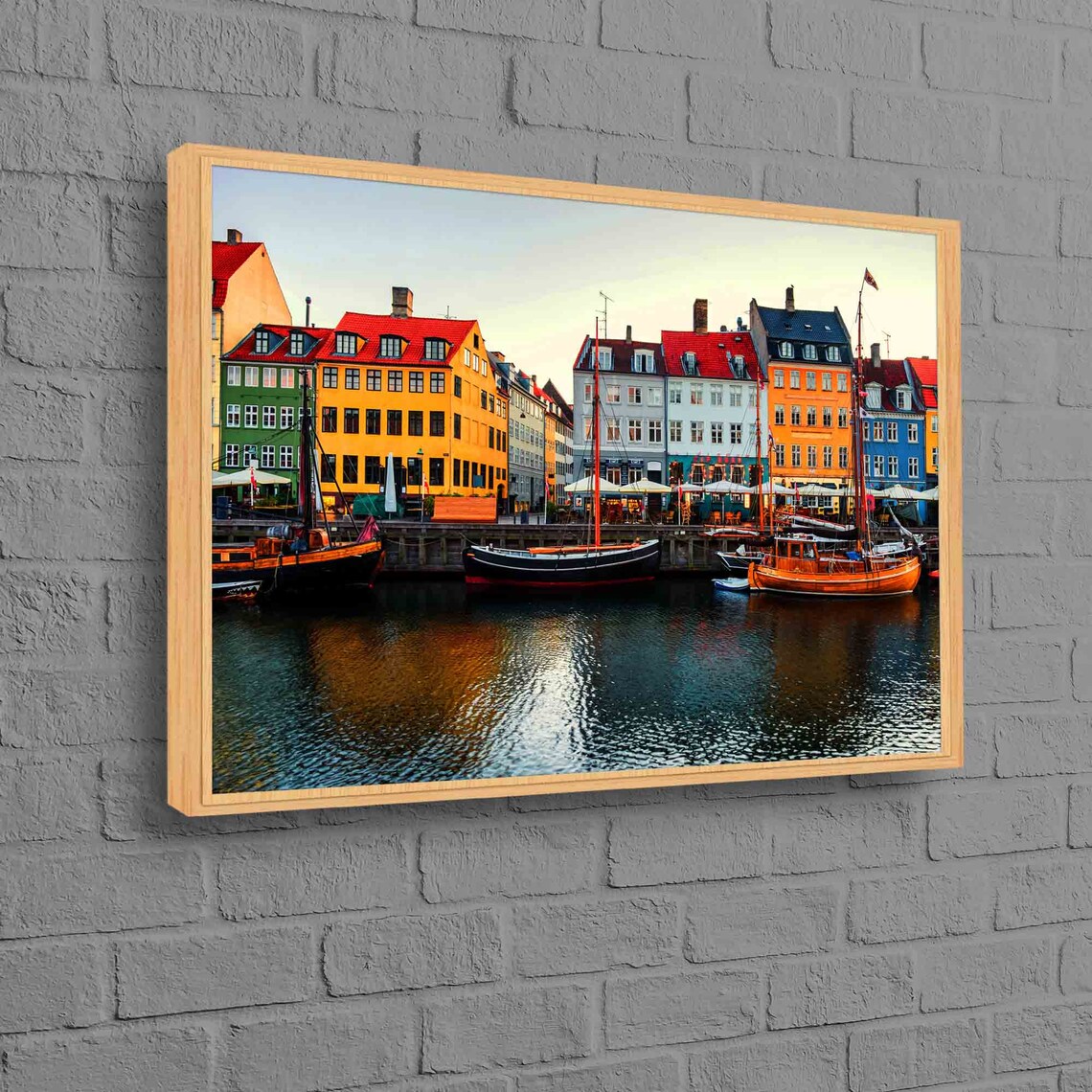 Nyhavn Copenhagen Colorful Harbor Houses And Boats Sunset Poster
