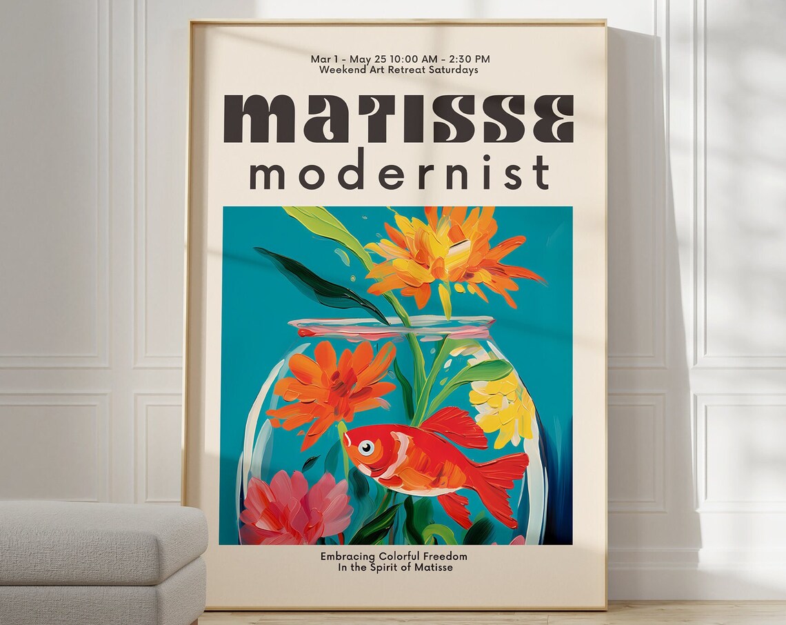Matisse-Inspired Colorful Poster, Modern Gallery Decor
