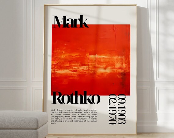 Mark Rothko Orange Red Abstract Color Field Biography Poster Art