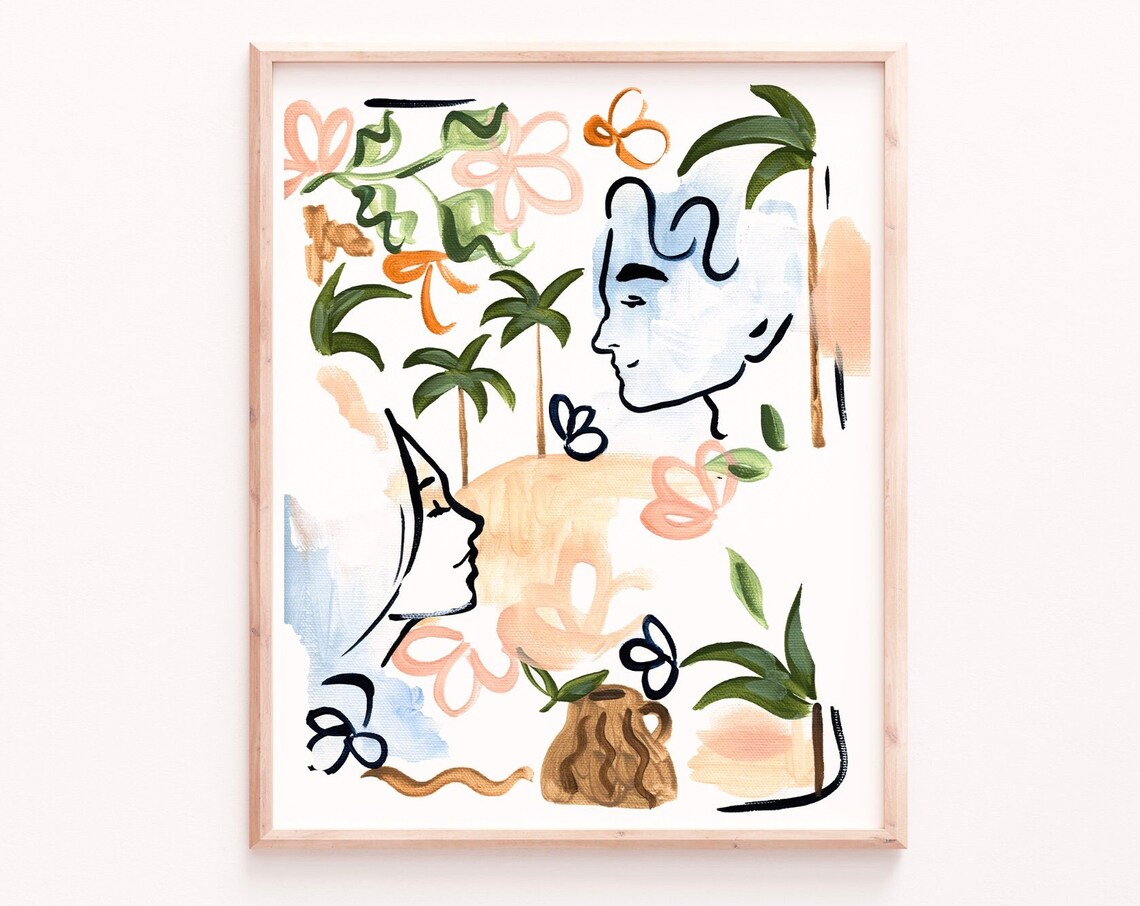 Amour Art Print, Abstract Couple Portrait