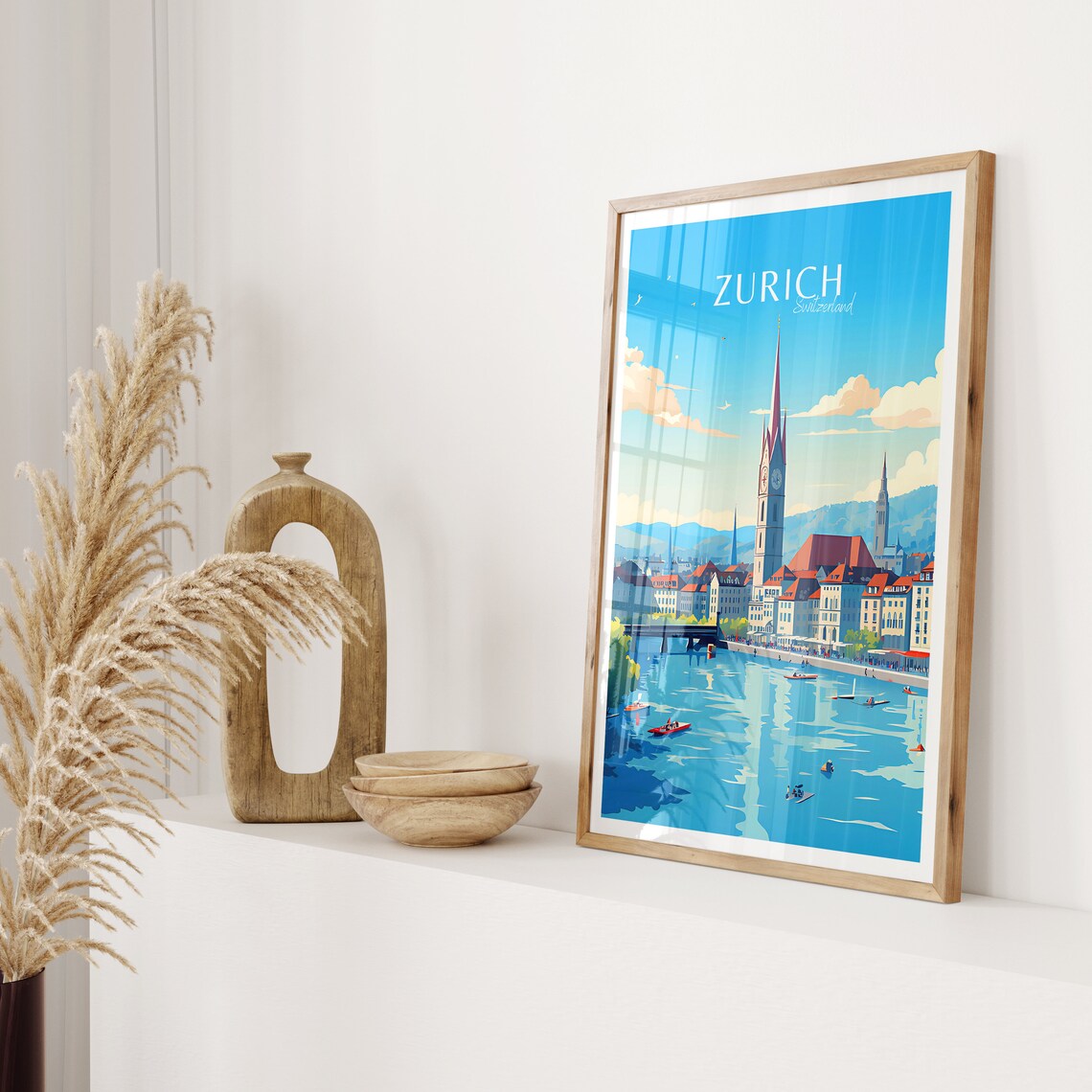 Zurich Travel Poster, Switzerland Art Print - Image 2