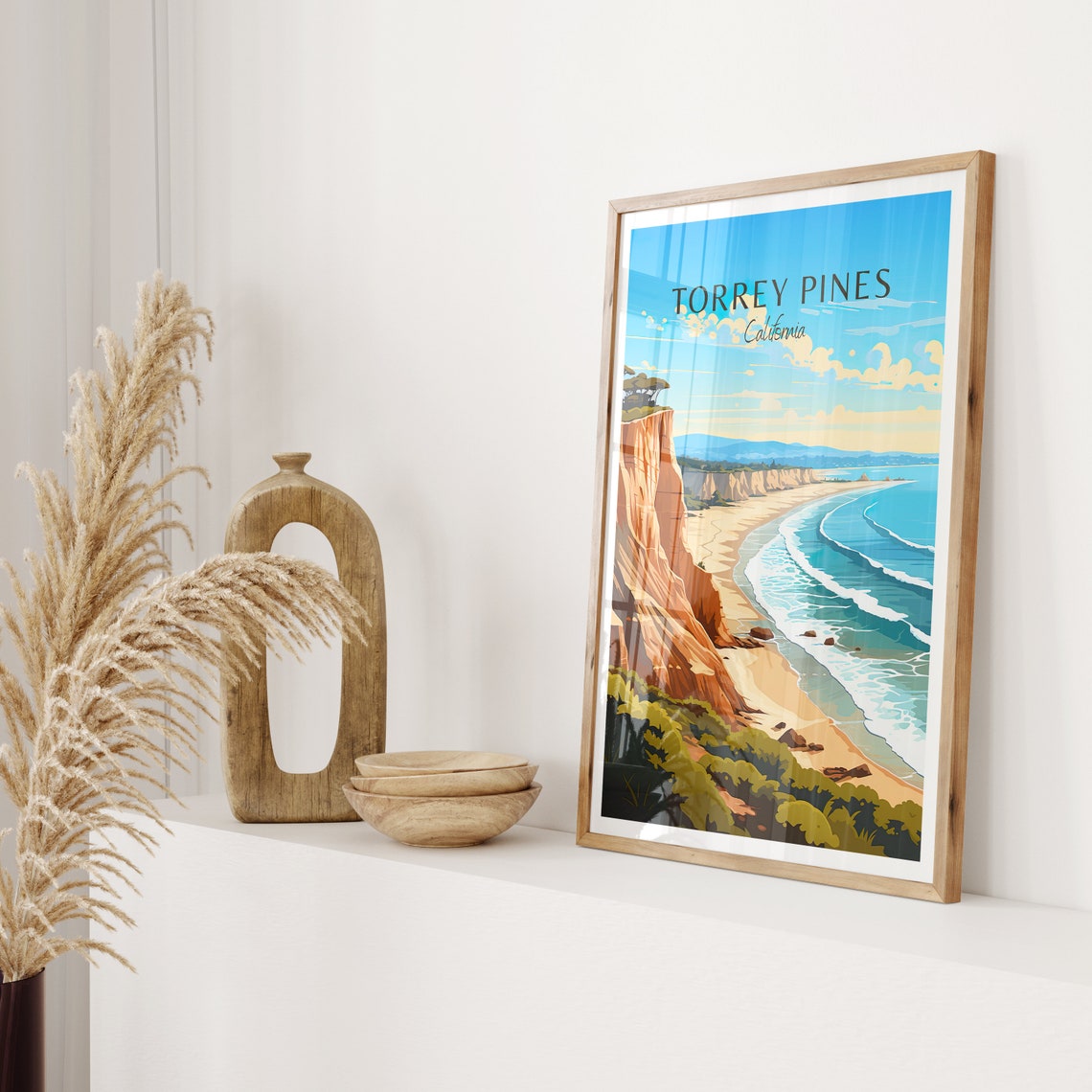 Torrey Pines California Coastal Cliffs Beach Vintage Travel Poster - Image 2