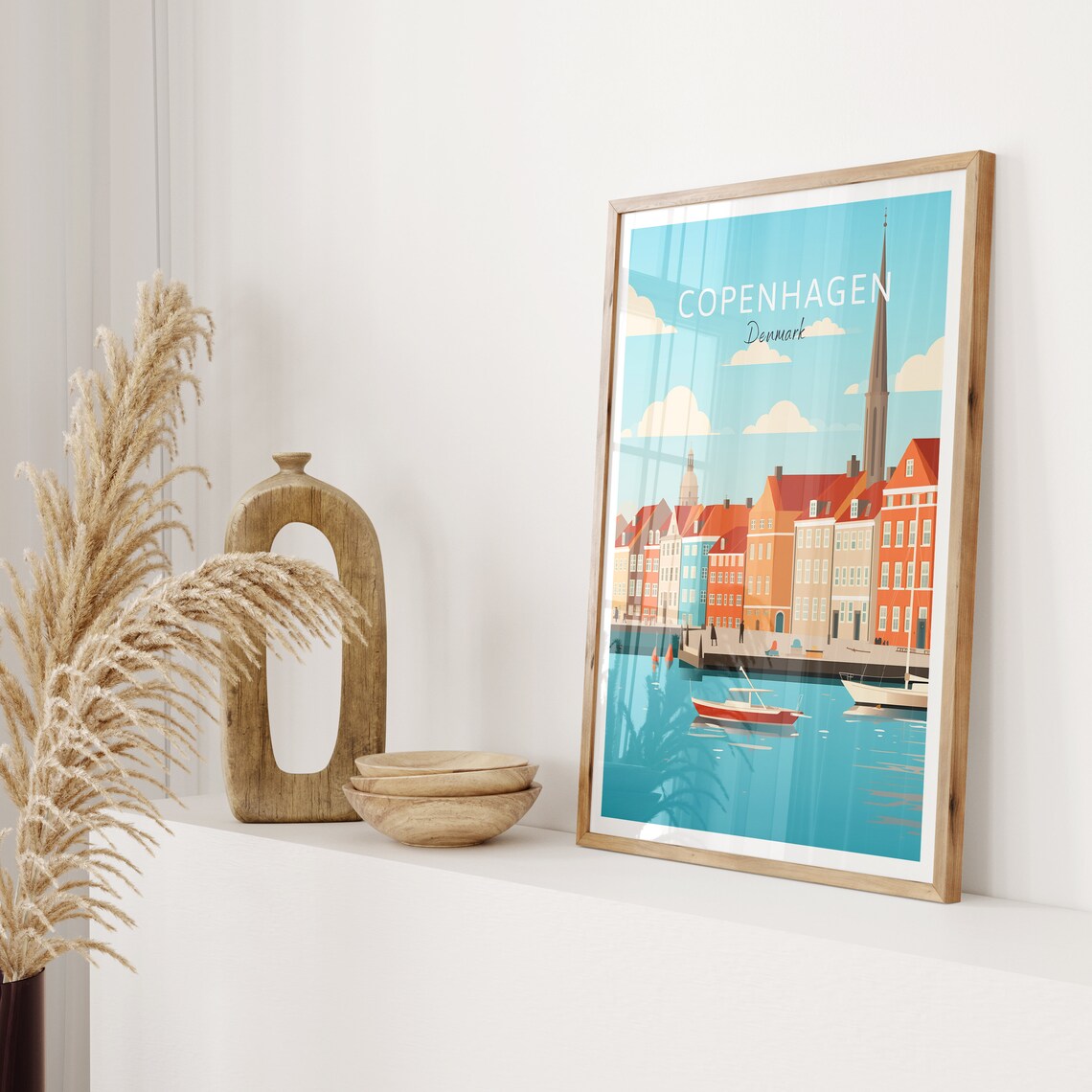 Copenhagen Denmark Nyhavn Harbor Colorful Houses Canal Travel Poster - Image 2