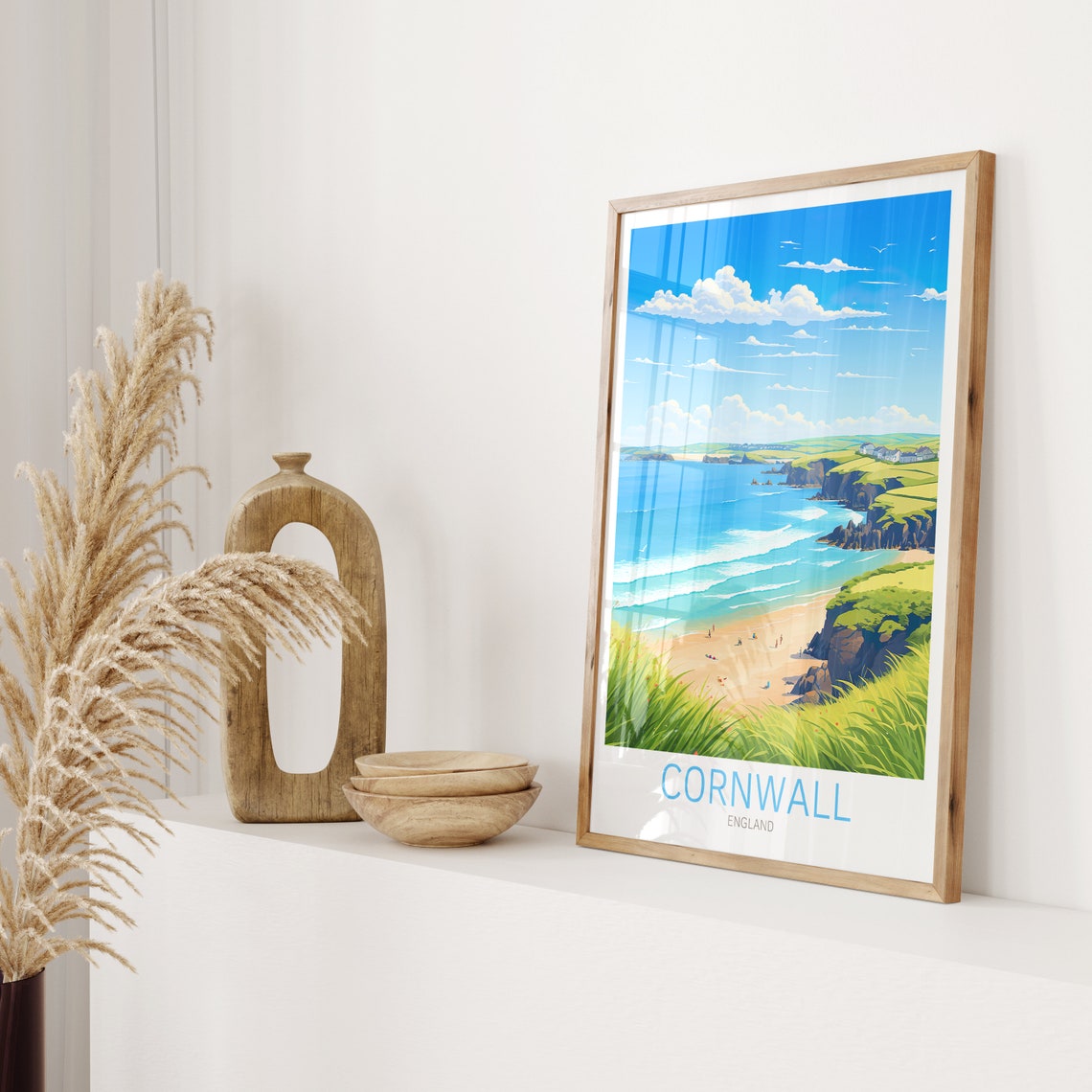Cornwall England Beach Cliffs Coastal Travel Poster Home Decor Art - Image 2