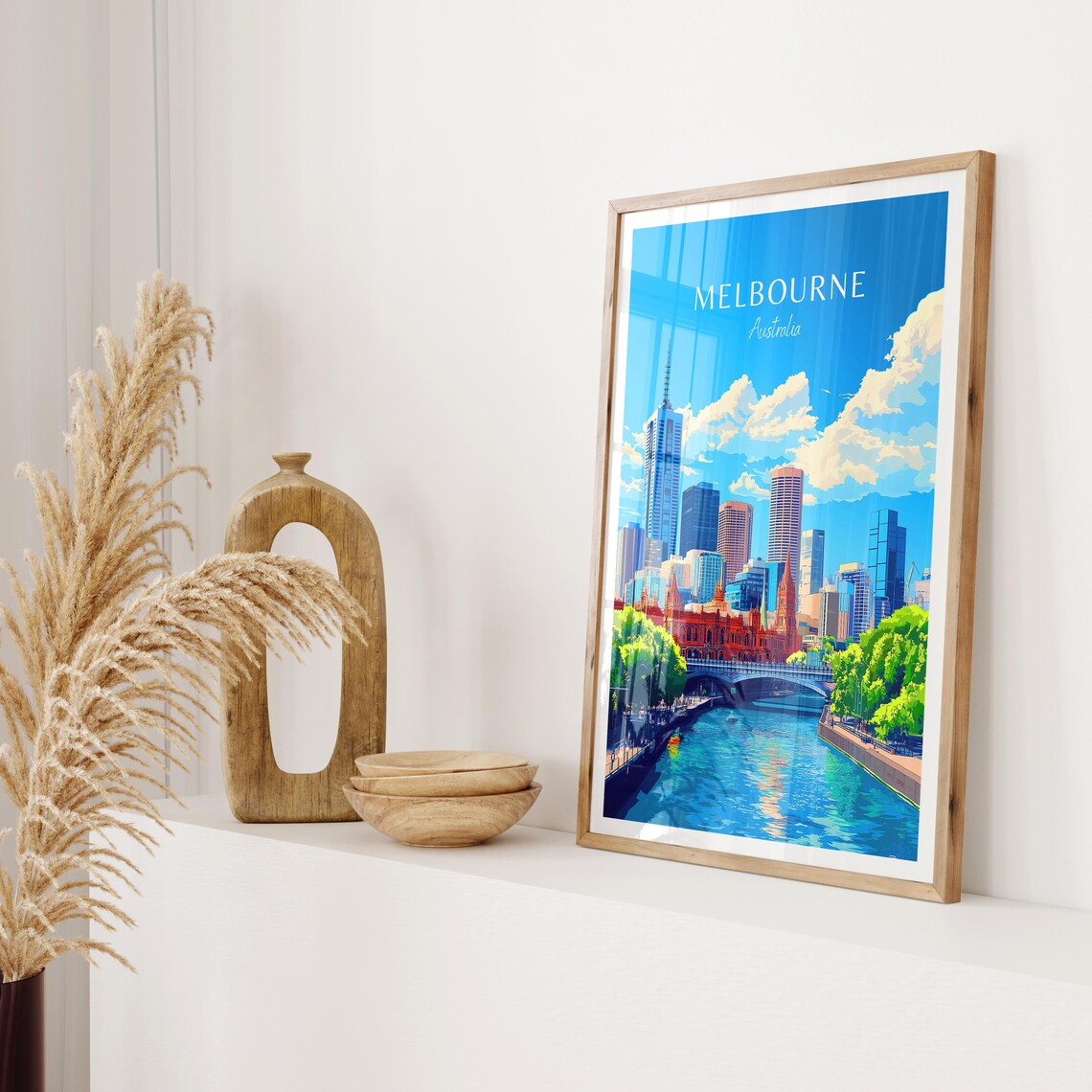 Melbourne Australia Skyline Yarra River Bridge Cityscape Poster - Image 2