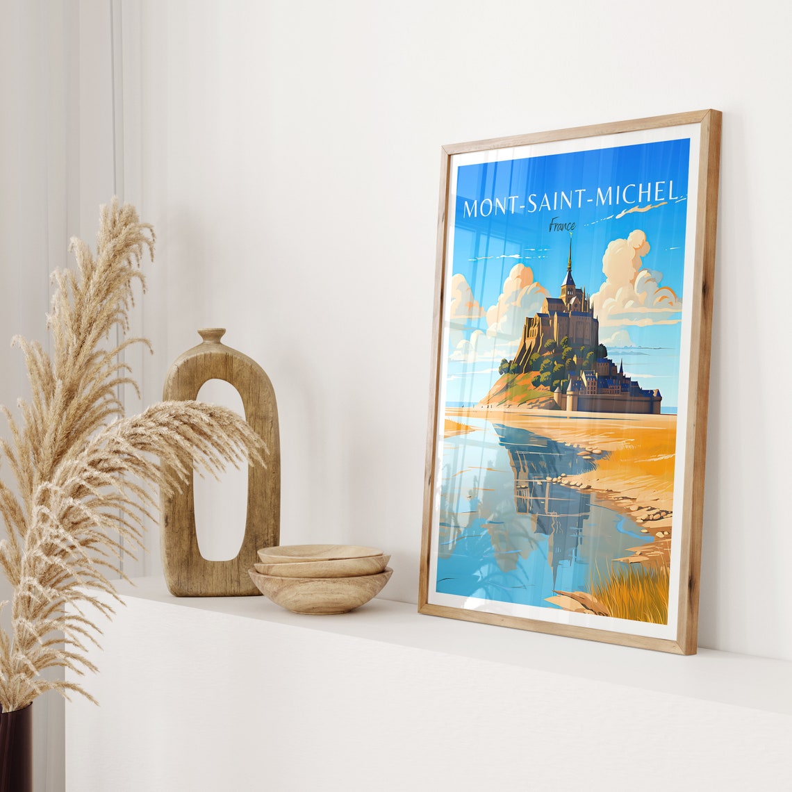 Mont Saint Michel France Abbey Island with Tidal Reflection Poster - Image 2