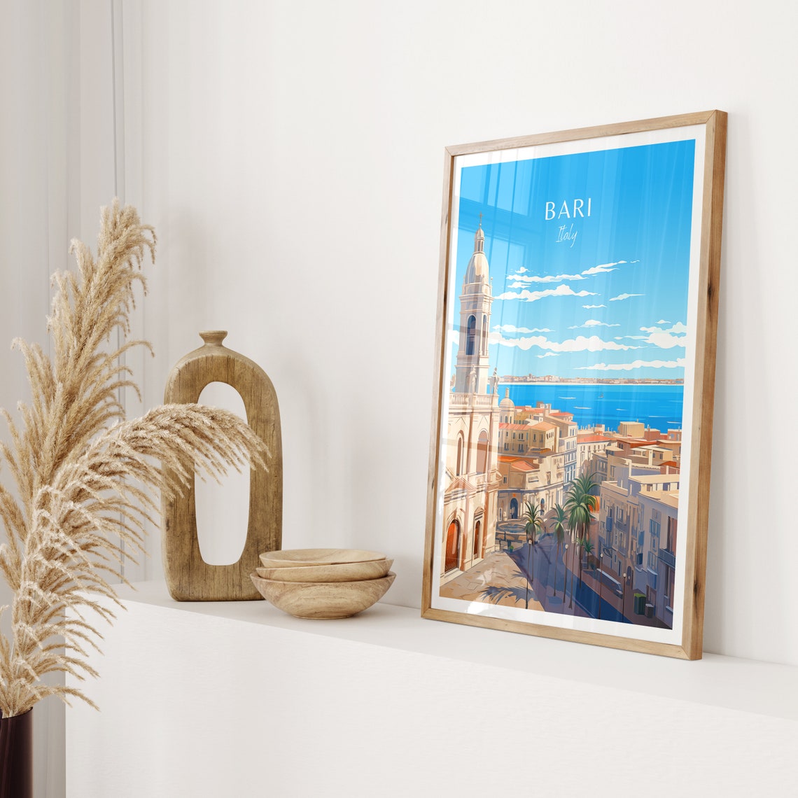 Bari Italy Old Town Bell Tower Adriatic Coast Travel Art Poster - Image 2