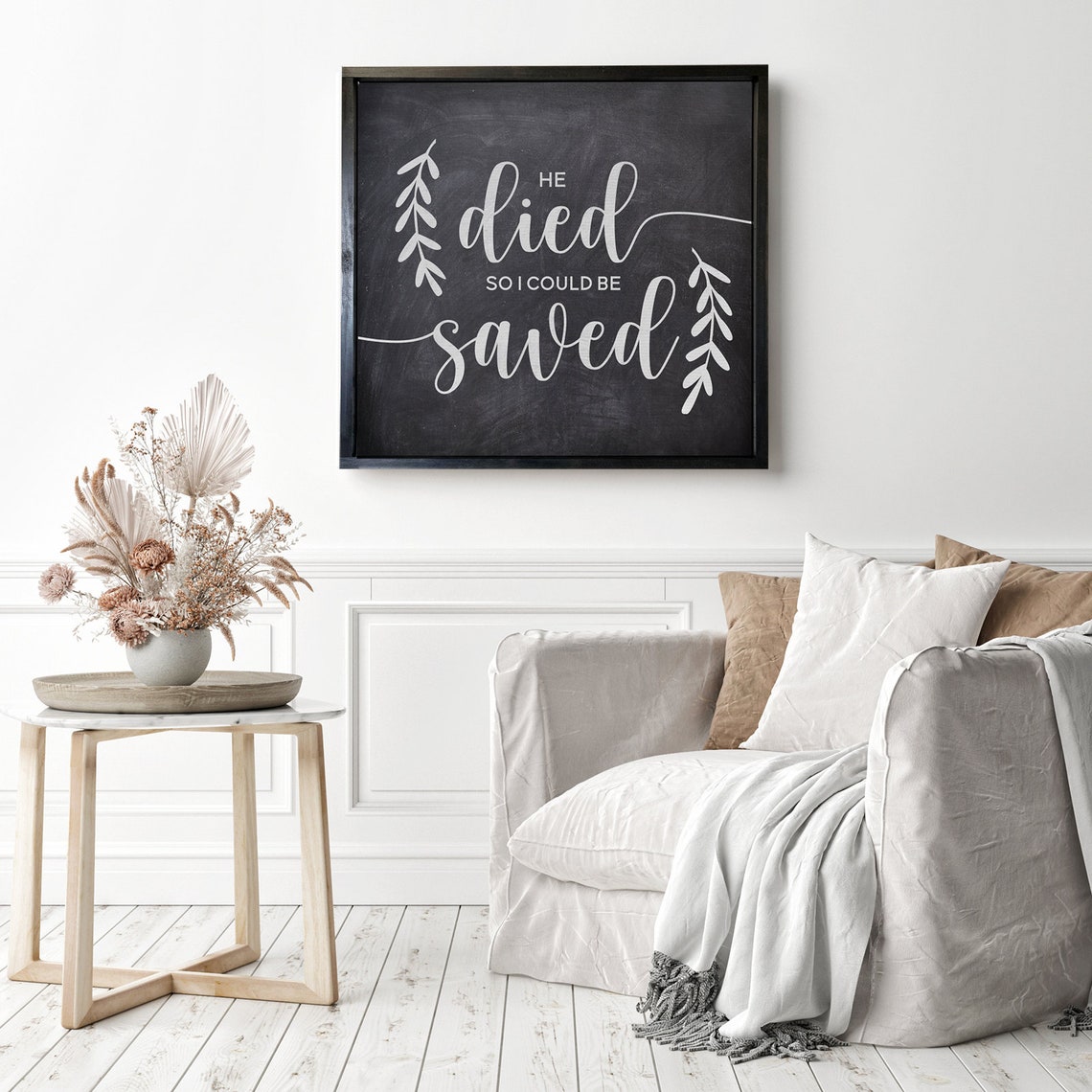 He Died So I Could Be Saved Easter Chalkboard Faith Decor Poster - Image 3