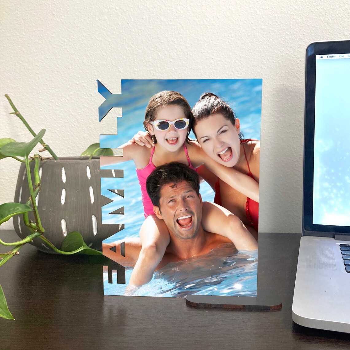 Personalized Desktop Photo Display, Family Wood Board