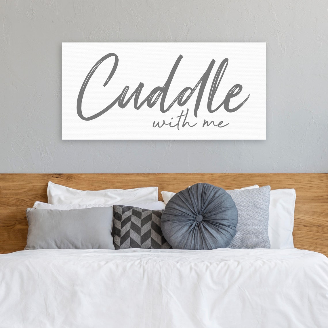 Cuddle With Me Gray Brush Script Cozy Bedroom Farmhouse Poster - Image 3
