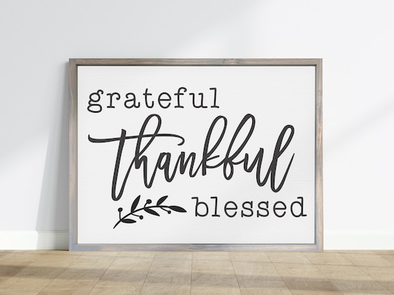 Grateful Thankful Blessed Script Farmhouse Inspirational Wall Poster