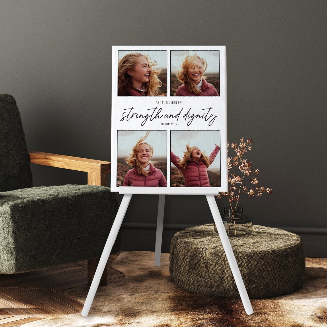 Strength And Dignity Proverbs 3125 Custom Photo Collage Poster - Image 3