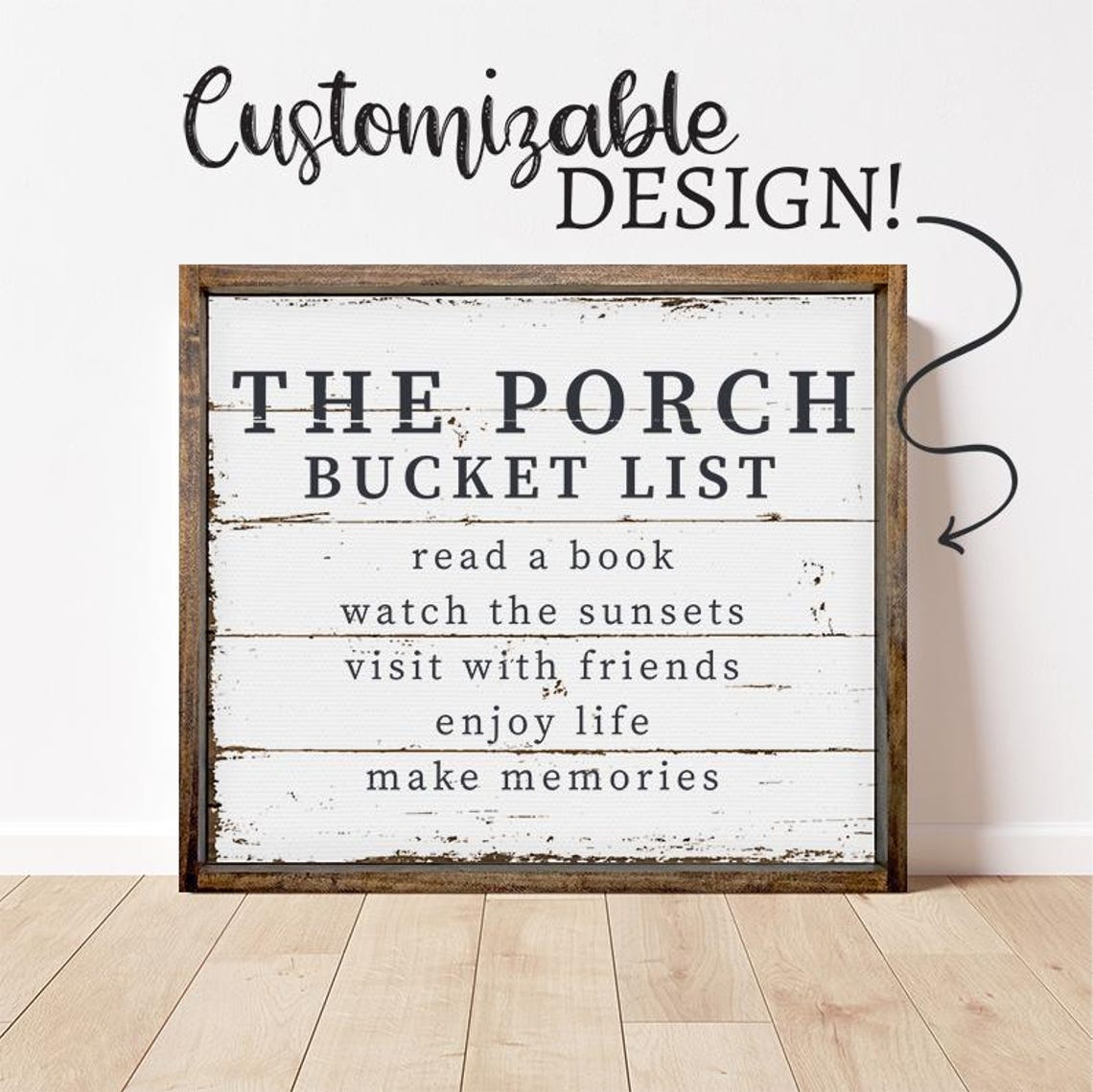 The Porch Bucket List Customizable Farmhouse Entryway Sign Poster