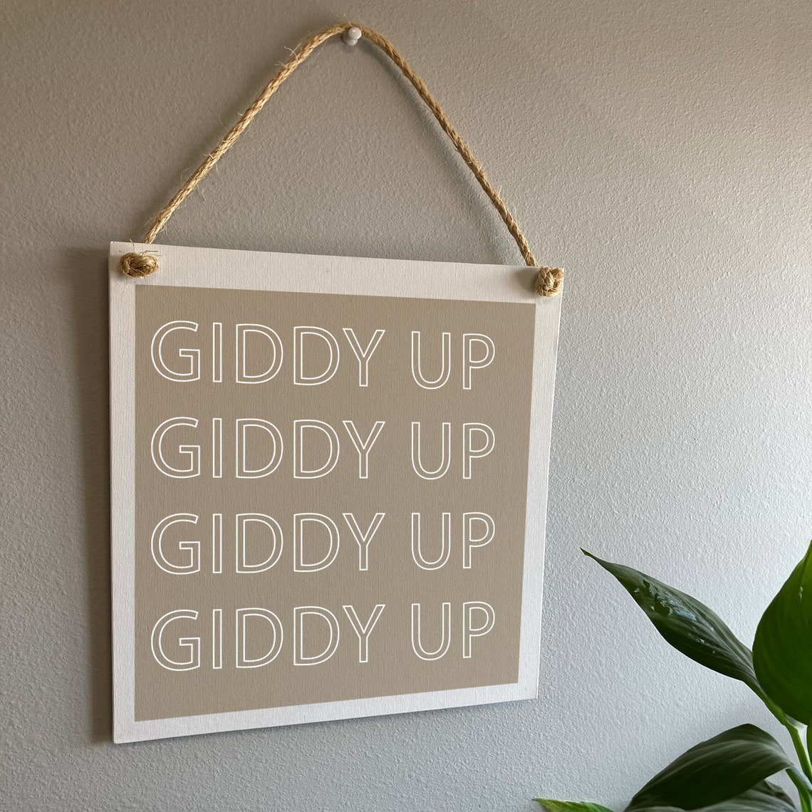 Giddy Up Repeating Script Beige Rustic Farmhouse Quote Poster - Image 2