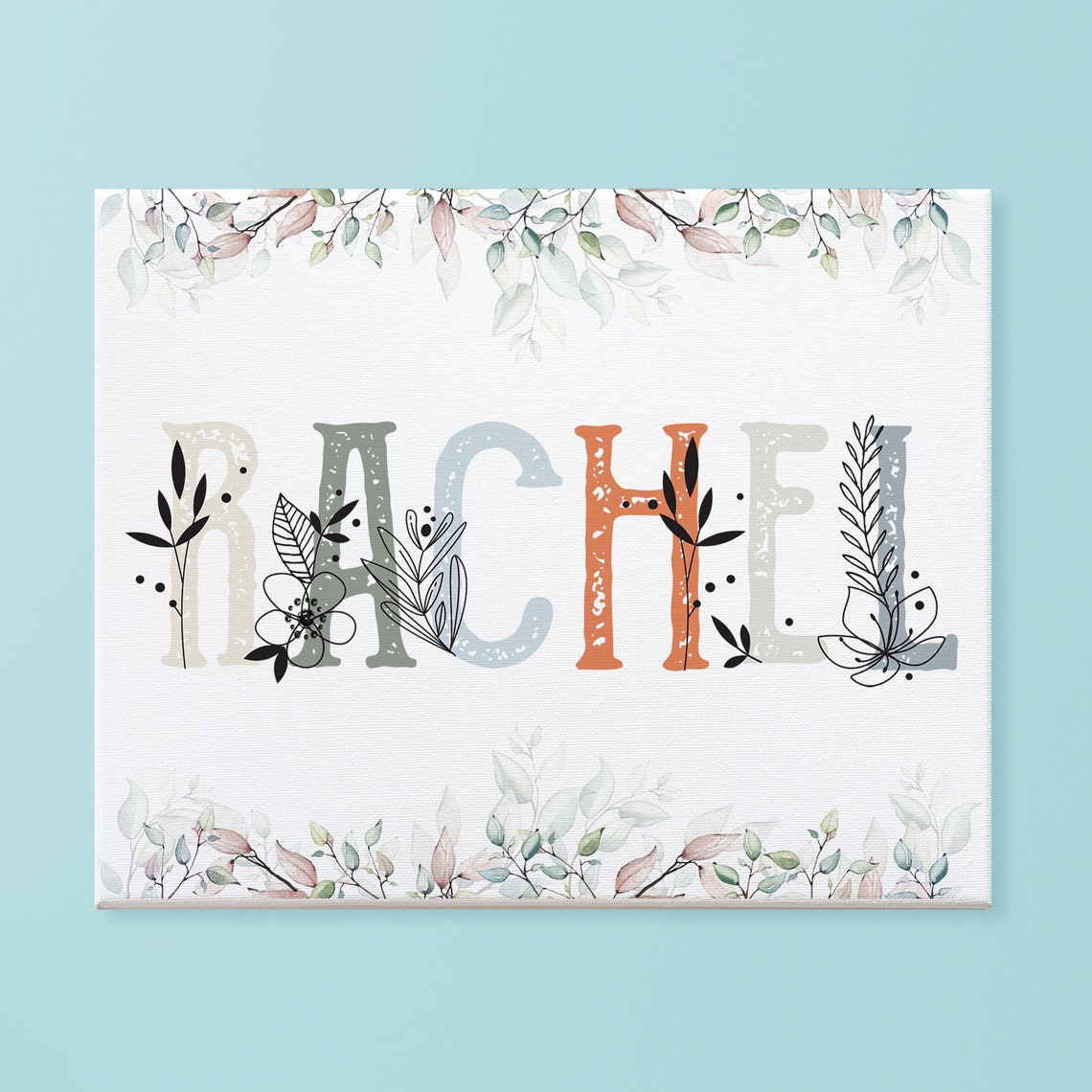 Personalized Floral Name Nursery Art Custom Girl Name Poster - Image 3