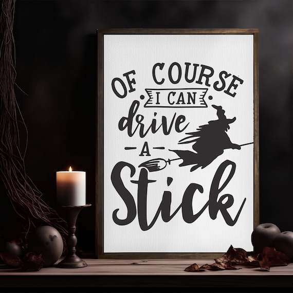 Of Course I Can Drive a Stick Witch Broom Funny Halloween Poster