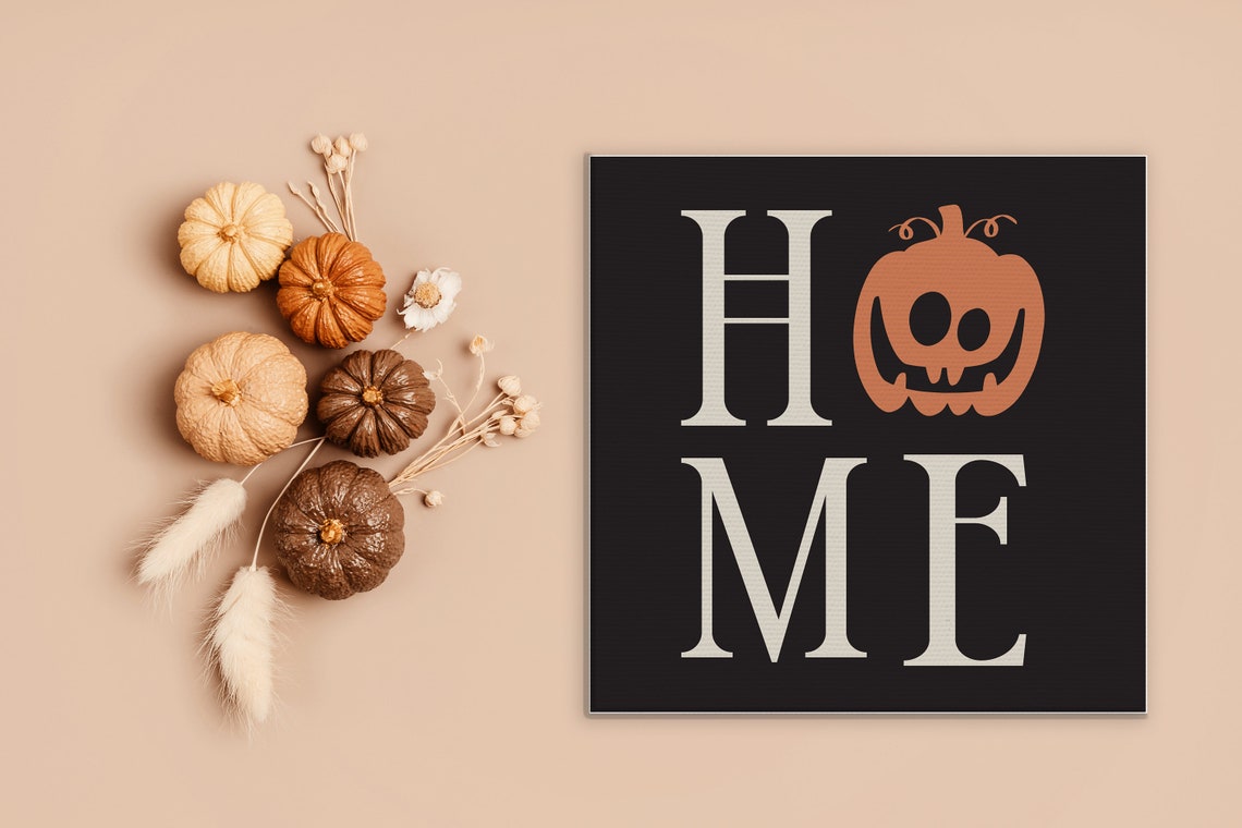 Home with Pumpkin Lettering Halloween Black Farmhouse Decor Poster - Image 3