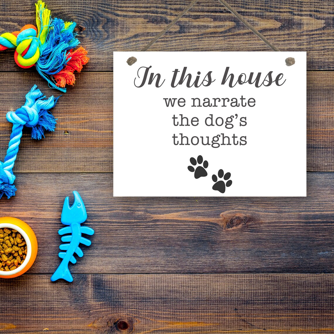 In This House We Narrate the Dog's Thoughts Funny Quote Poster - Image 2