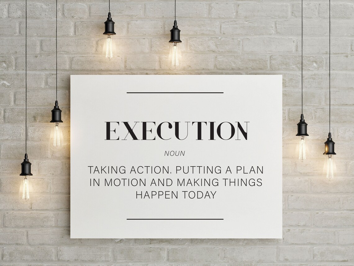 The Definition Of Execution Inspirational Office Decor Wood Framed Unframed Or Rope Board Options - Image 3