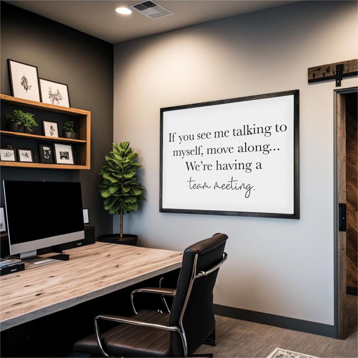Funny Office Quote Poster If You See Me Talking To Myself Team Meeting - Image 2