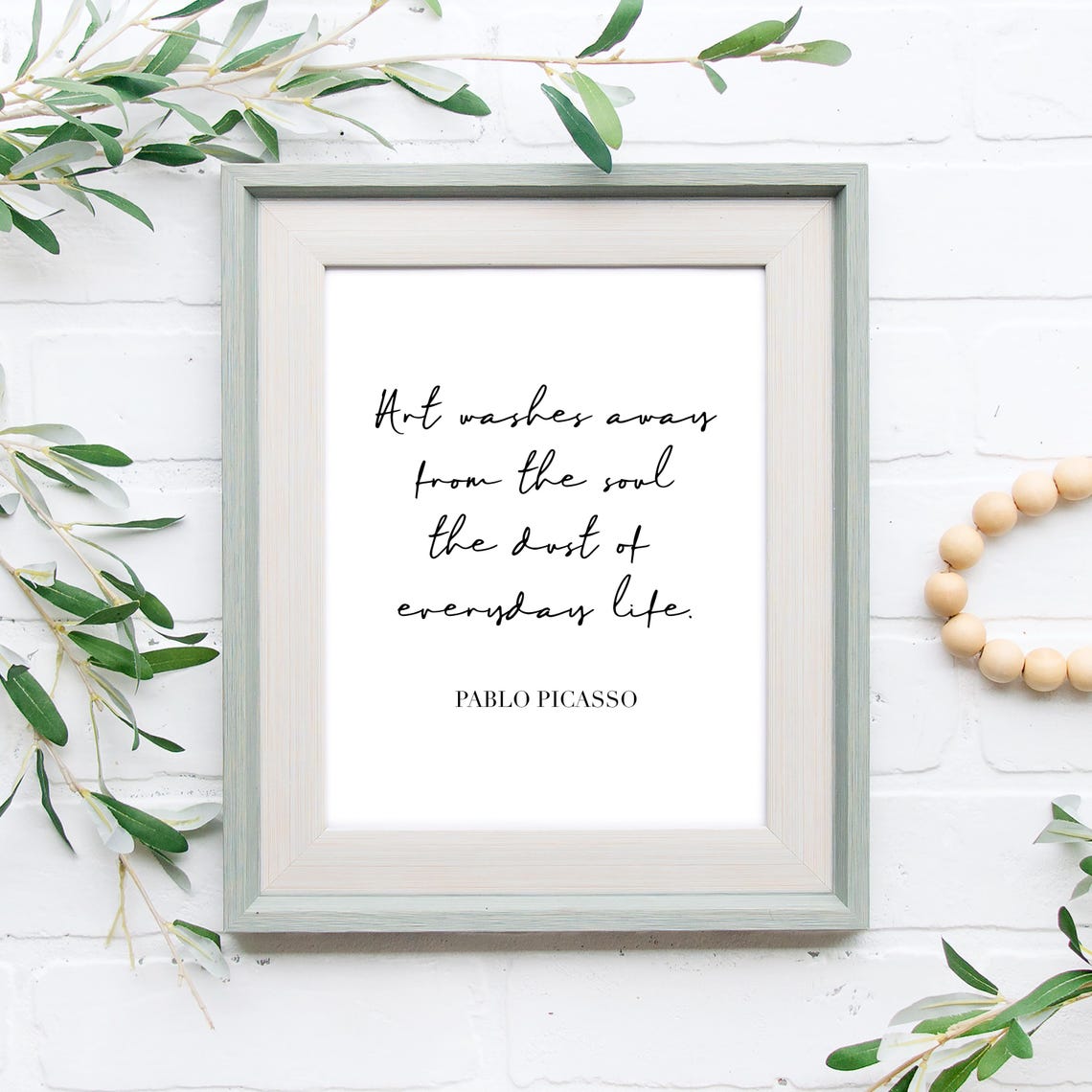 Pablo Picasso Dust Of Everyday Life Quote Minimalist Script Wall Art - Image 3