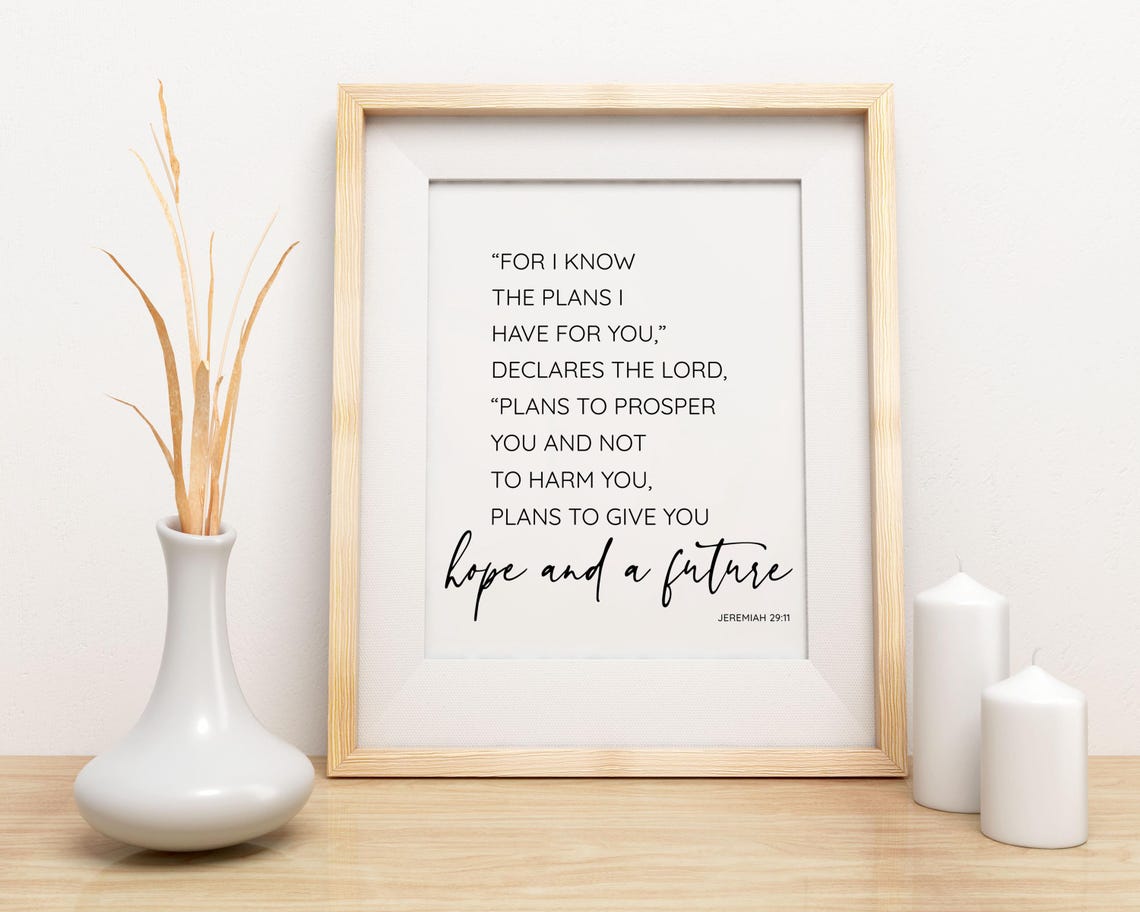 Jeremiah 29:11 For I Know the Plans Hope and a Future Quote Poster - Image 2