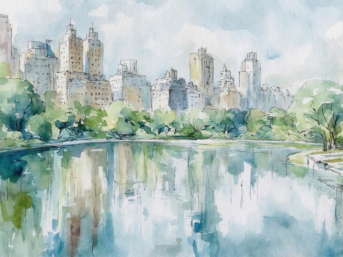 Central Park Kennedy Reservoir Travel Poster