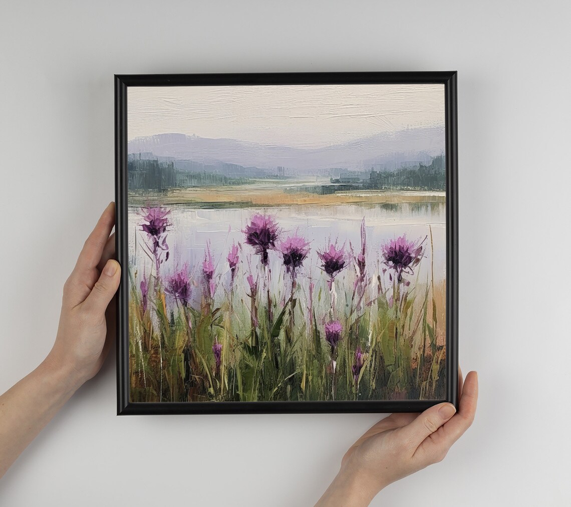 Thistle Flowers Oil Print, Scottish Wildflowers - Image 4