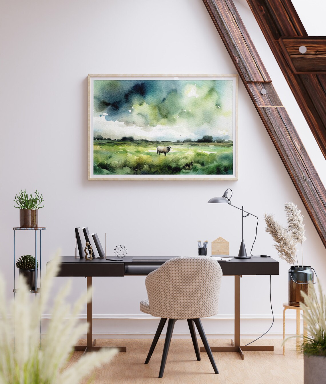 Sheep in Irish Landscape, Watercolor Art Print - Image 4