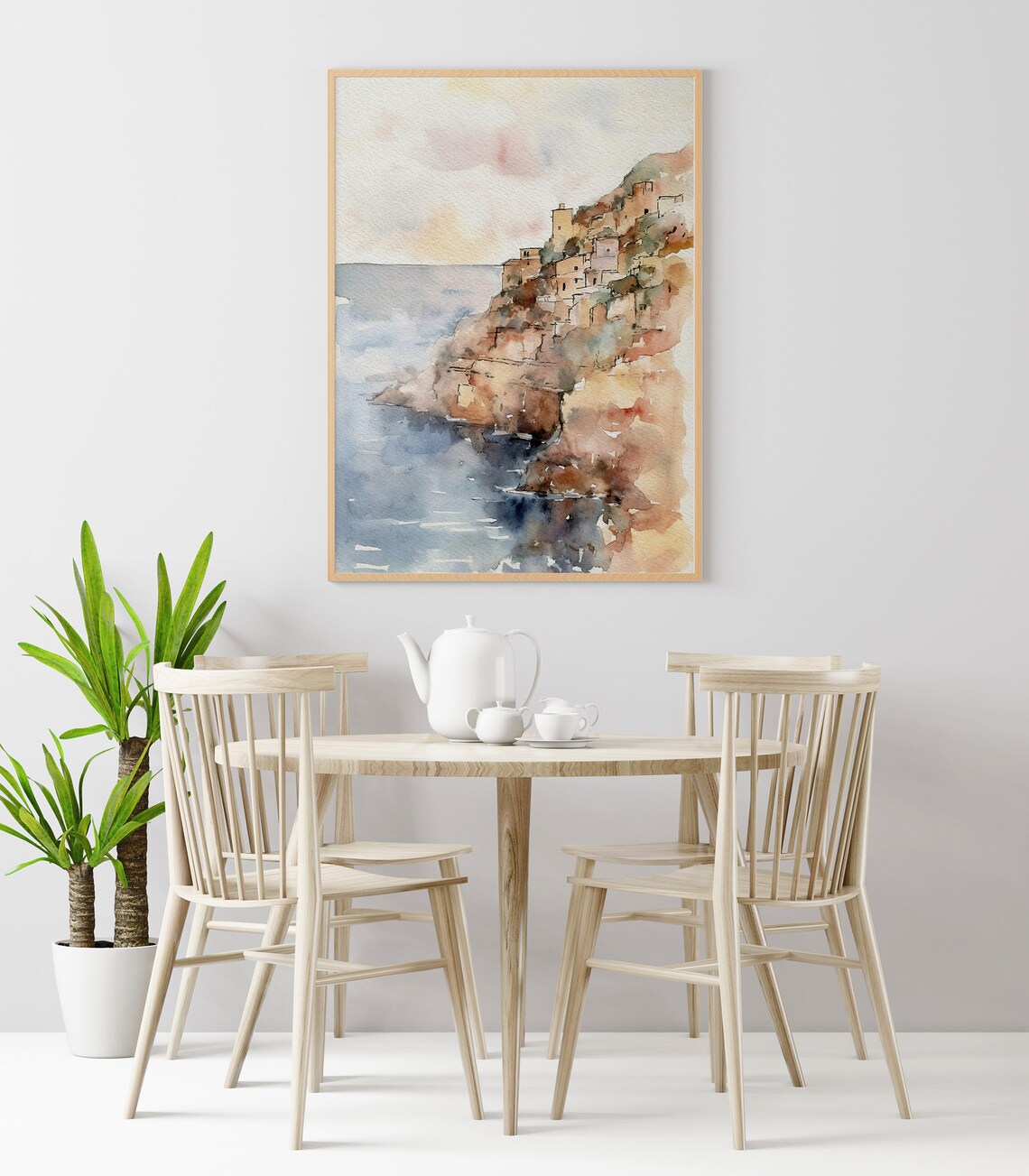 Amalfi Coast Watercolor Art Print, Positano Italy - Image 4