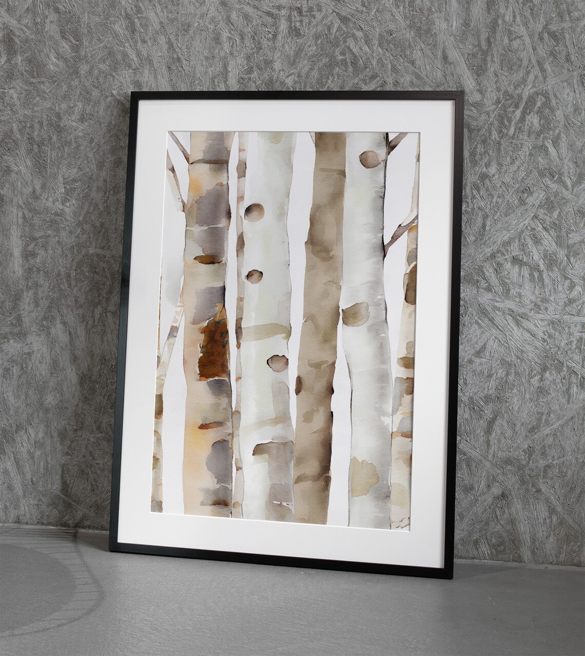 Birch Trees Watercolor Forest Painting Birches Art Print Neutral Artwork Beige Wall Art - Image 3