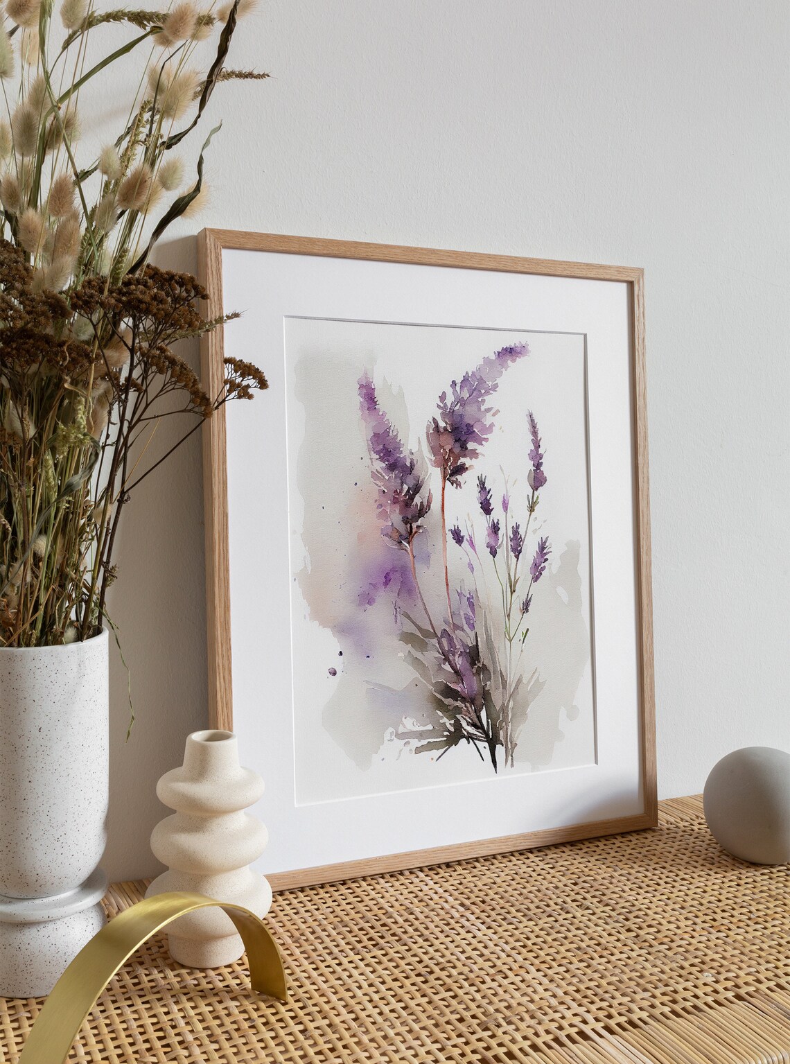 Lavender Watercolor Wildflowers, Neutral Floral Art Print - Image 5