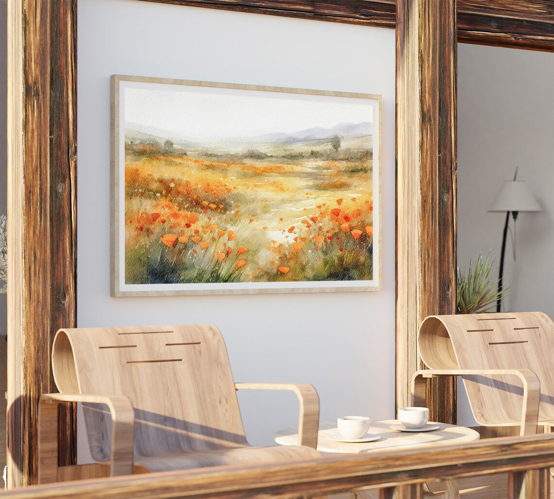 California Poppy Watercolor Art Print, California Valley - Image 3