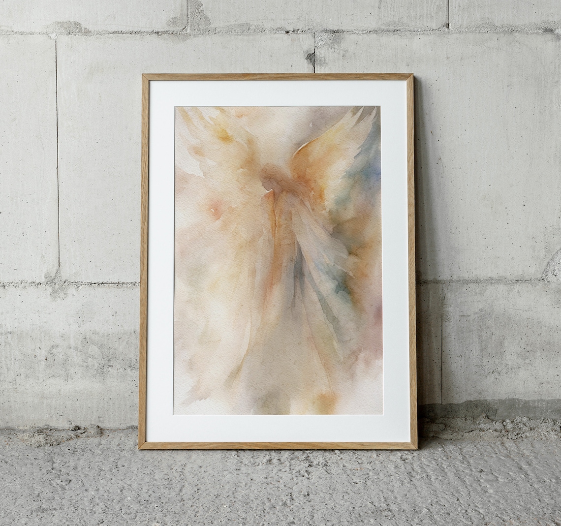 Guardian Angel Watercolor Art Print, Personalized - Image 3