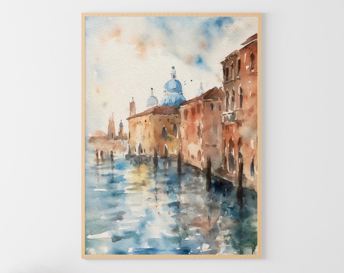 Venice Painting Italian Cityscape Watercolor Europe Travel Poster Venice Wall Art Italy Art Print