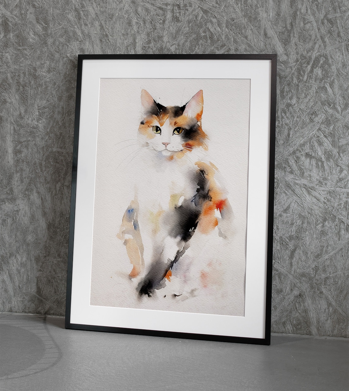 Calico Cat Watercolor Pet Portrait, Art Print - Image 3