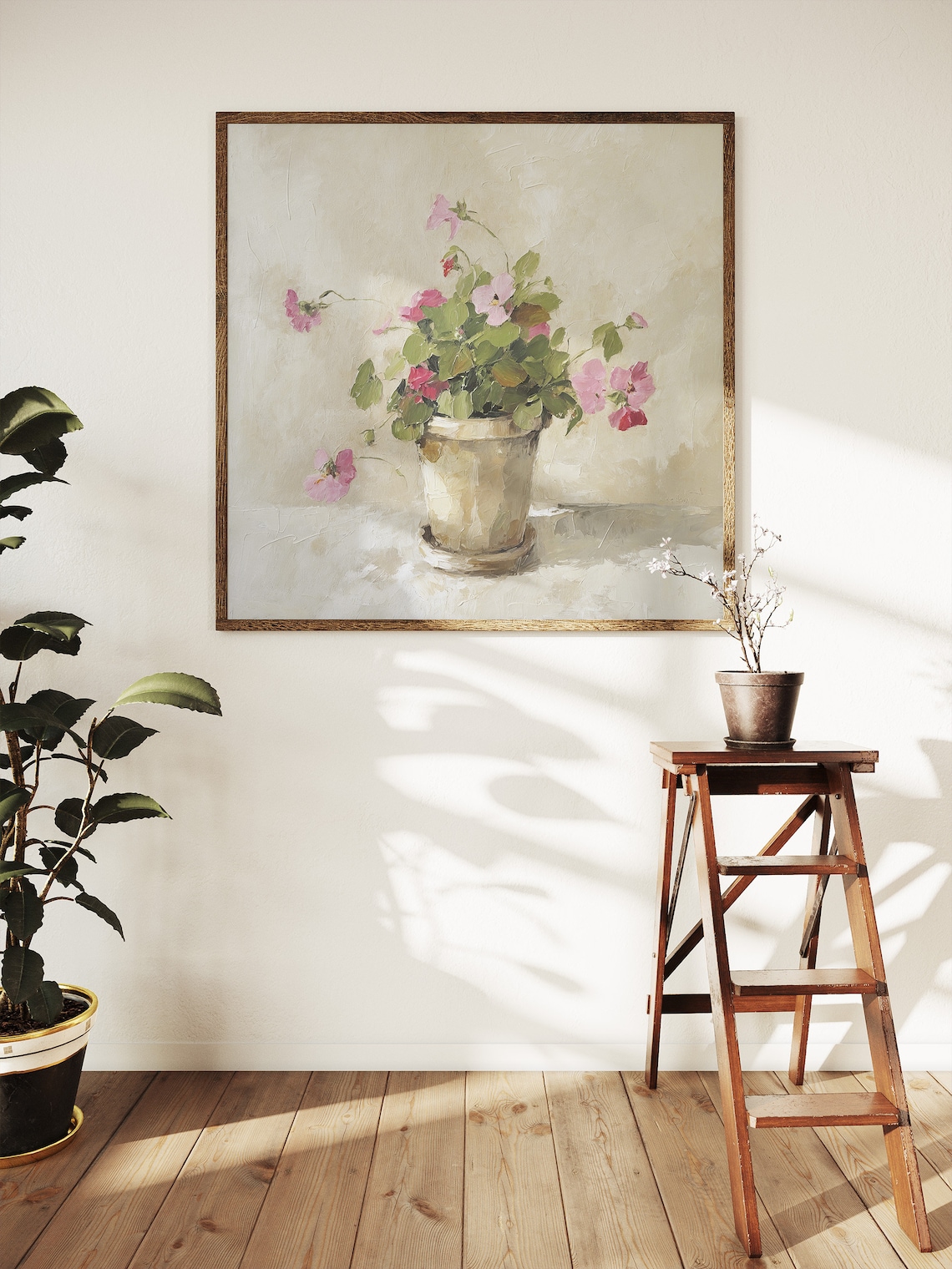 Geranium Oil-Painting Style Art Print, Farmhouse Decor - Image 2