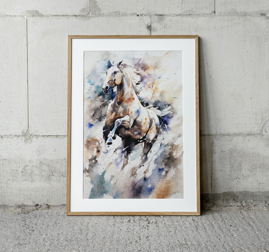 Horse Watercolor Art Print, Running Wild Horse Western - Image 2