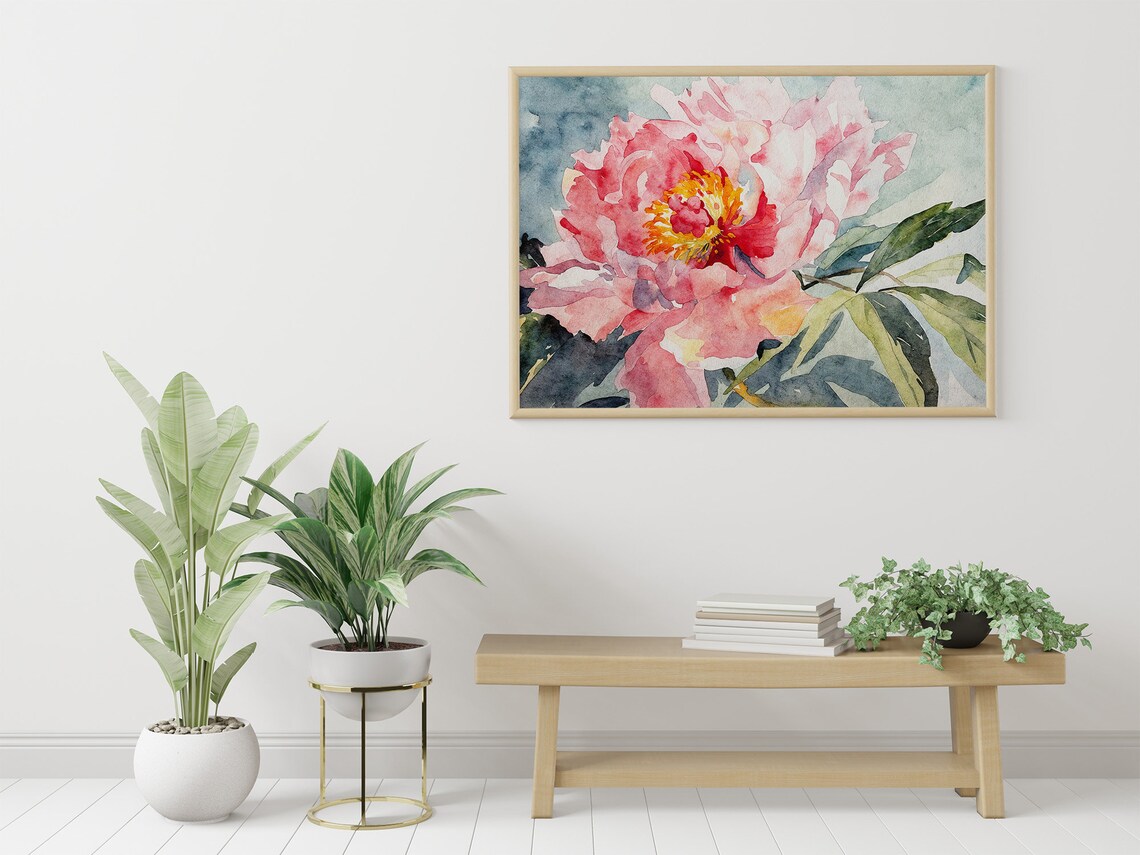 Peony Watercolor Art Print, Botanical Flower Poster - Image 3