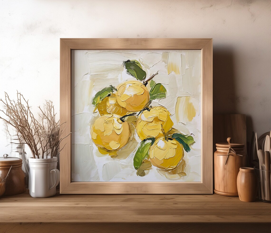 Plum Oil Painting Kitchen Wall Art Fruits Artwork Yellow Plum Art Food Print From An Original Oil Painting - Image 4