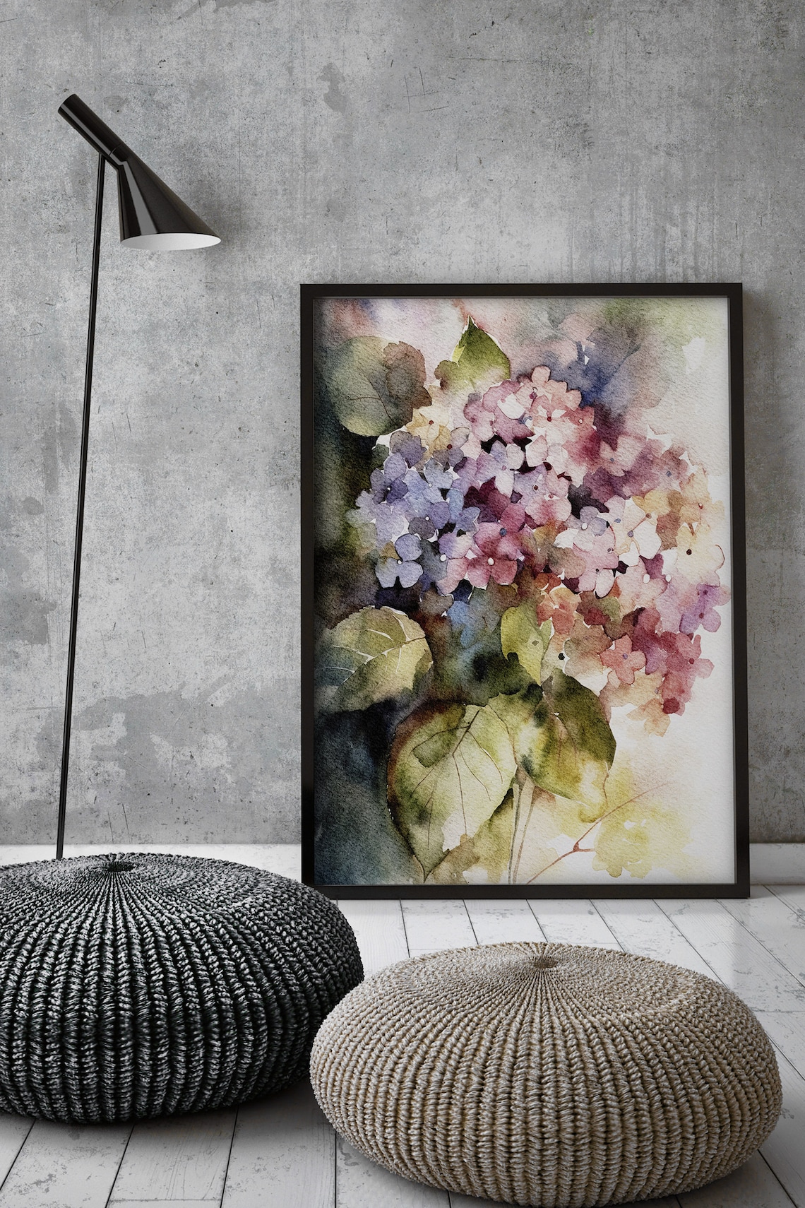 Hydrangea Watercolor Botanical Wall Art Print - Image 3