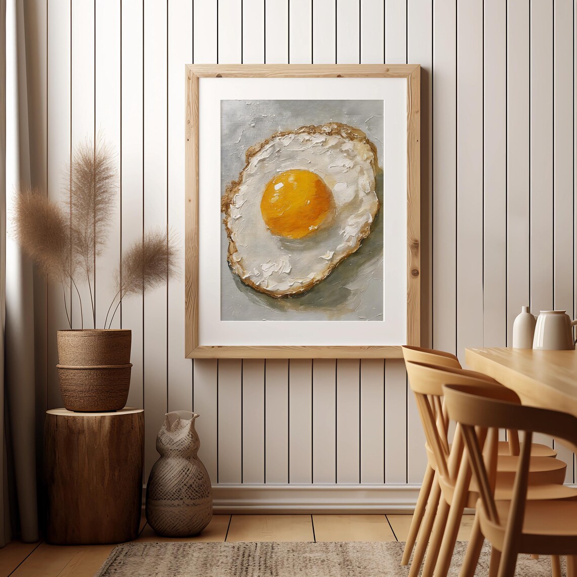 Fried Egg Oil Painting Art Print, Kitchen Still Life - Image 3