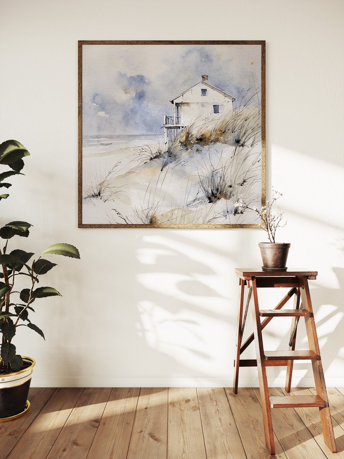 Cape Cod Beach House Sand Dunes Beach Grass Watercolor Seaside Poster - Image 4