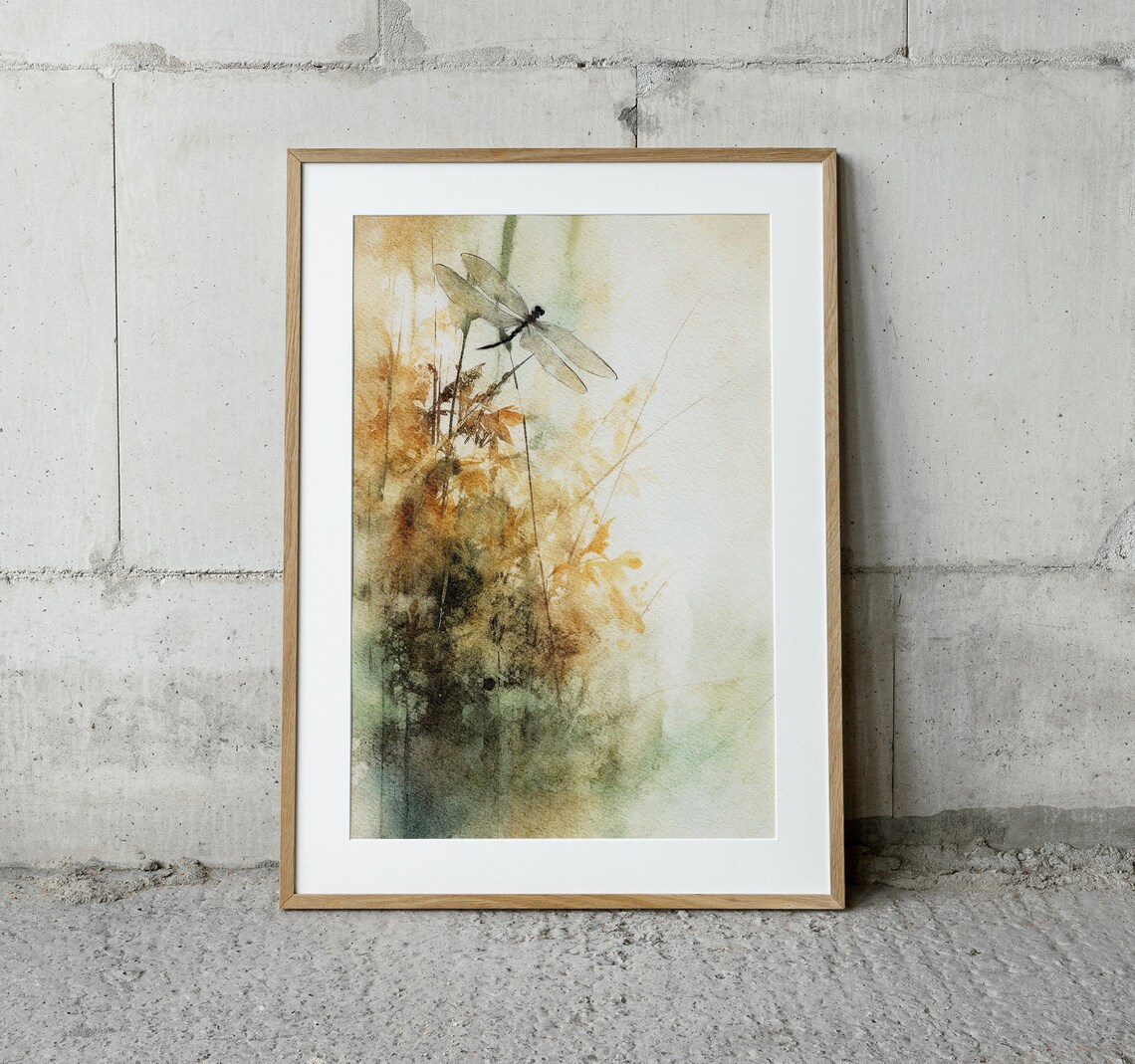 Dragonfly Watercolor Botanical Art Print, Minimalist - Image 3
