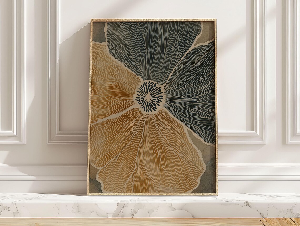 Abstract Flower Bloom Poster Print, Boho Botanical